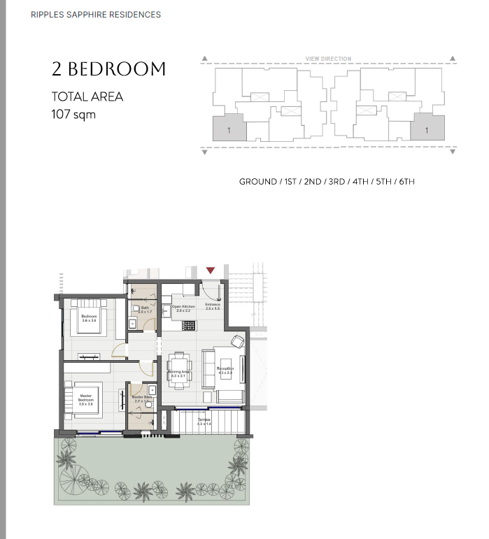 Floor plan for apartment at Sapphire Residence