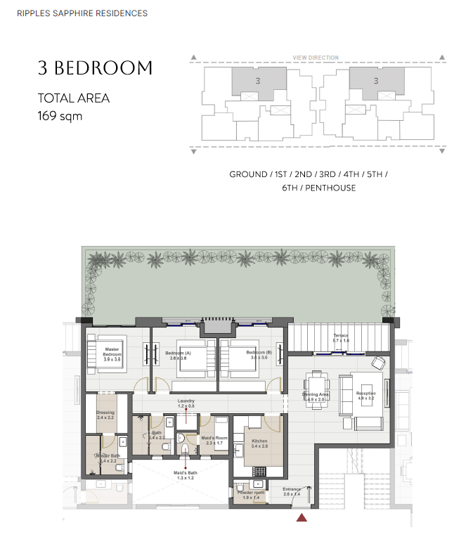 Floor plan for apartment at Sapphire Residence