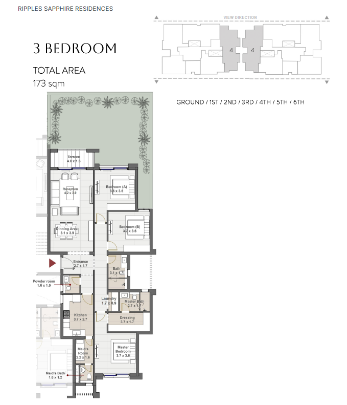 Floor plan for apartment at Sapphire Residence