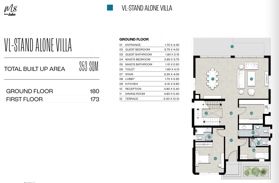 Floor plan for villa at Marina 8 By The Lake