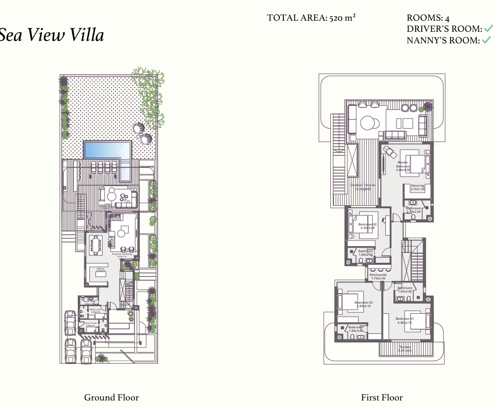 Floor plan for villa at Zoya Ghazala Bay