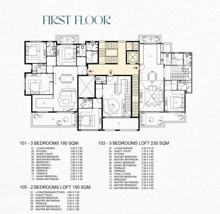 Floor plan for apartment at Saada Boutique