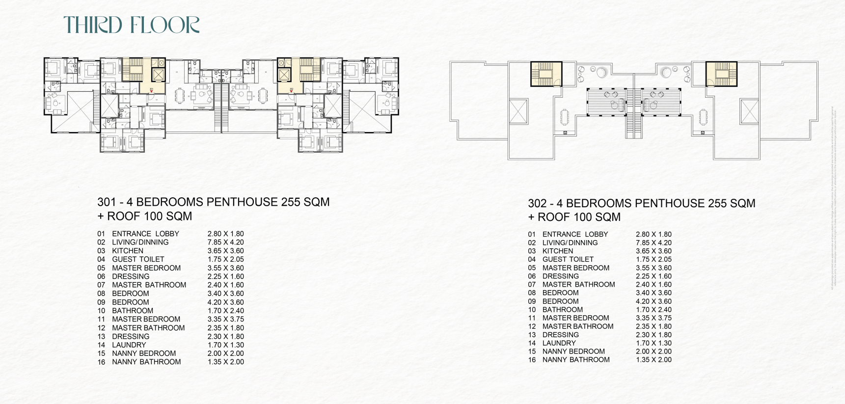 Floor plan for penthouse at Saada Boutique