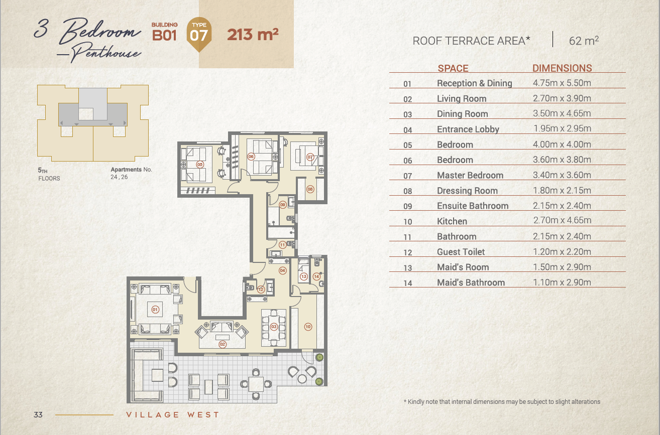 Floor plan for apartment at Village West