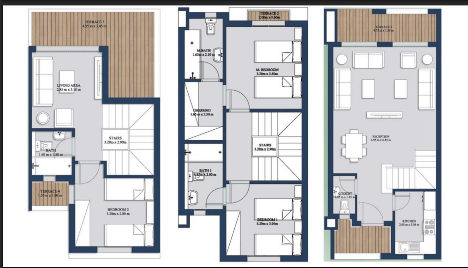 Floor plan for townhouse at Mountain View Ras El Hekma