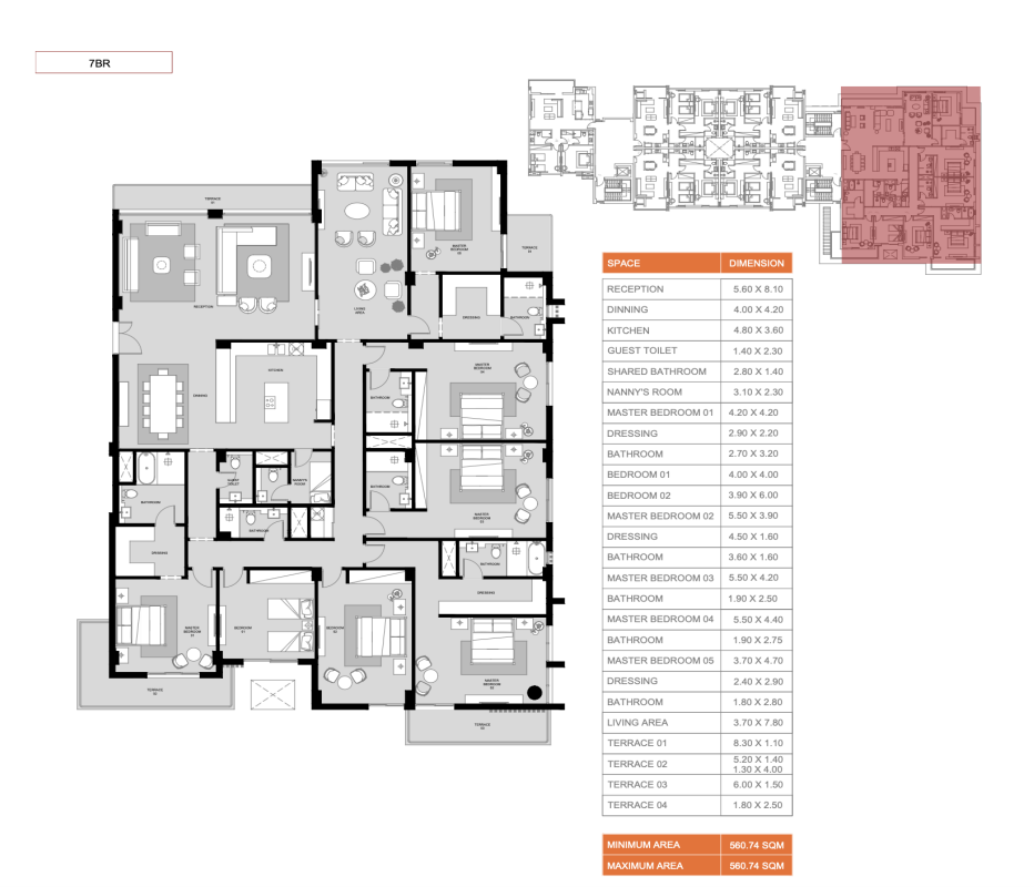 Floor plan for apartment at Hyatt Centric