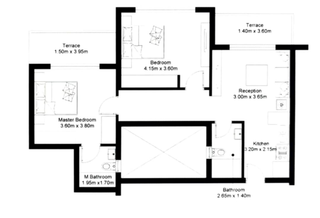 Floor plan for chalet at Hyde Park North - Seashore