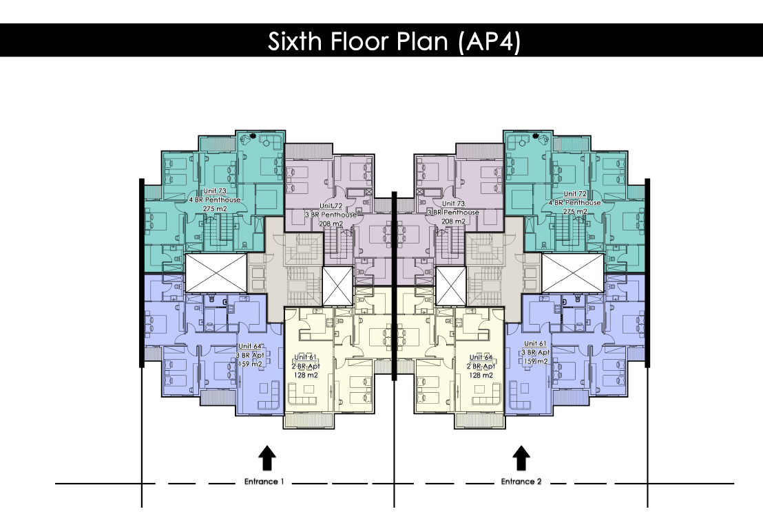 Floor plan for penthouse at Ivoire West
