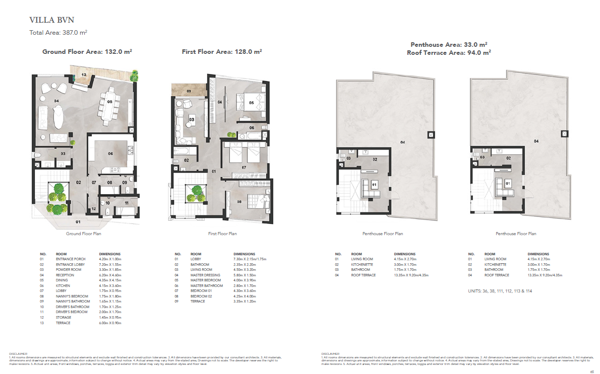 Floor plan for villa at Vinci