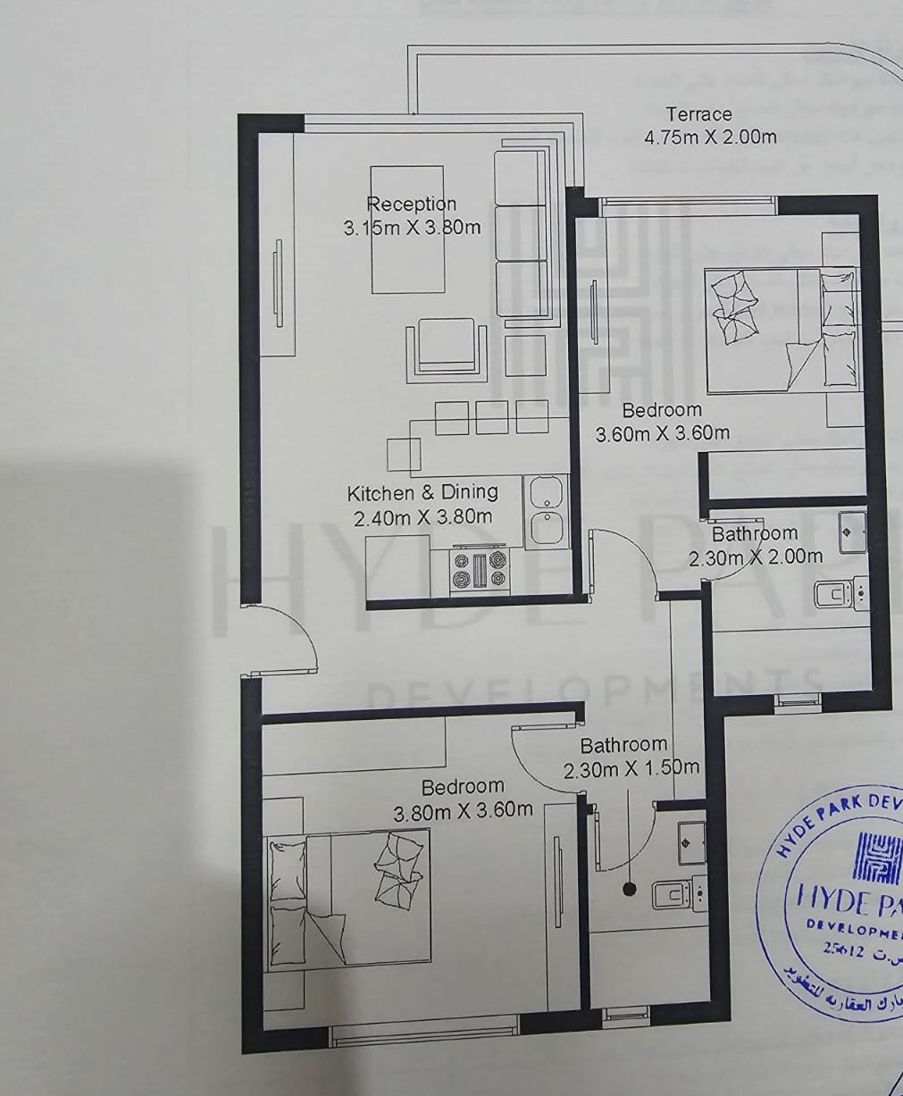 Floor plan for chalet at Hyde Park North - Seashore