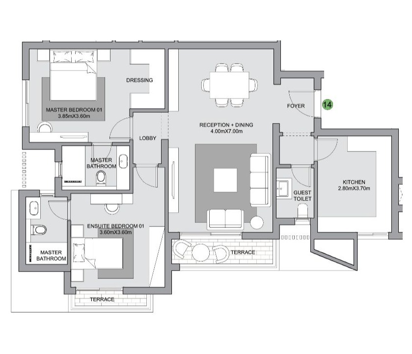 Floor plan for apartment at The Estates Residence