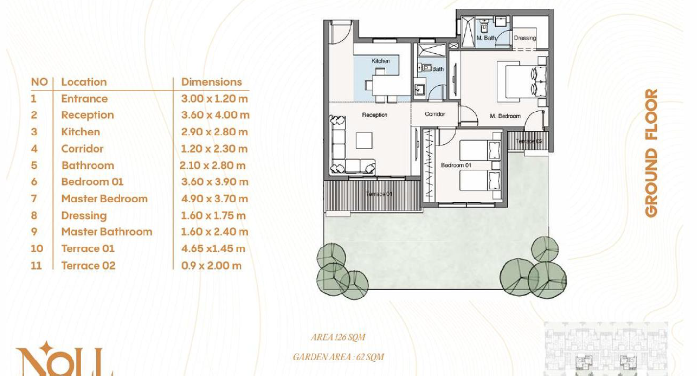 Floor plan for apartment at Noll