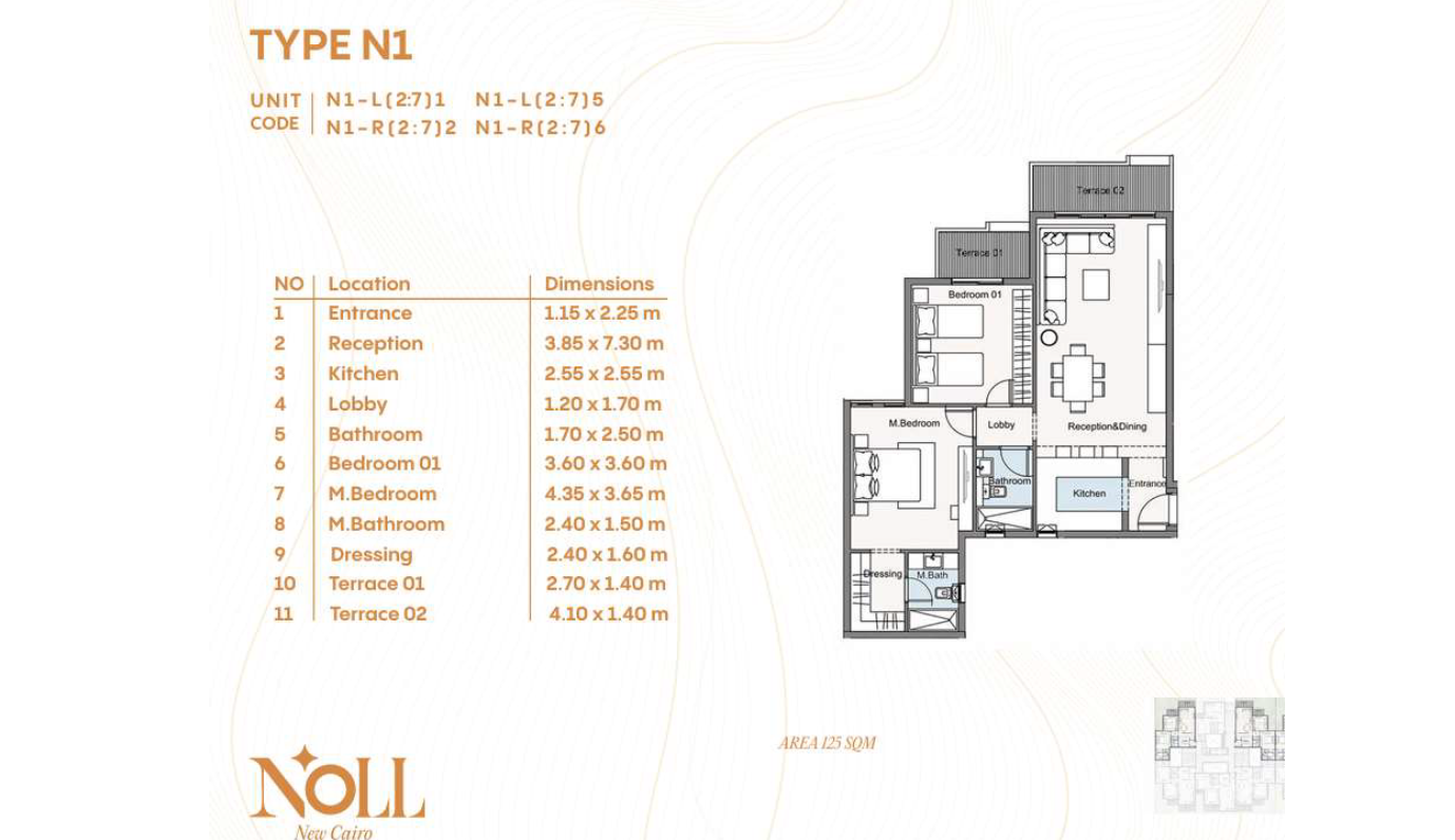 Floor plan for apartment at Noll