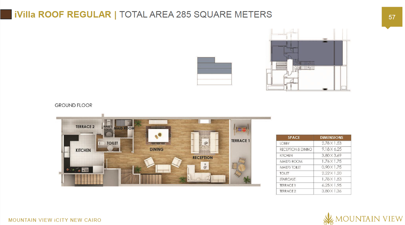 Floor plan for penthouse at Club Park- ICity New Cairo