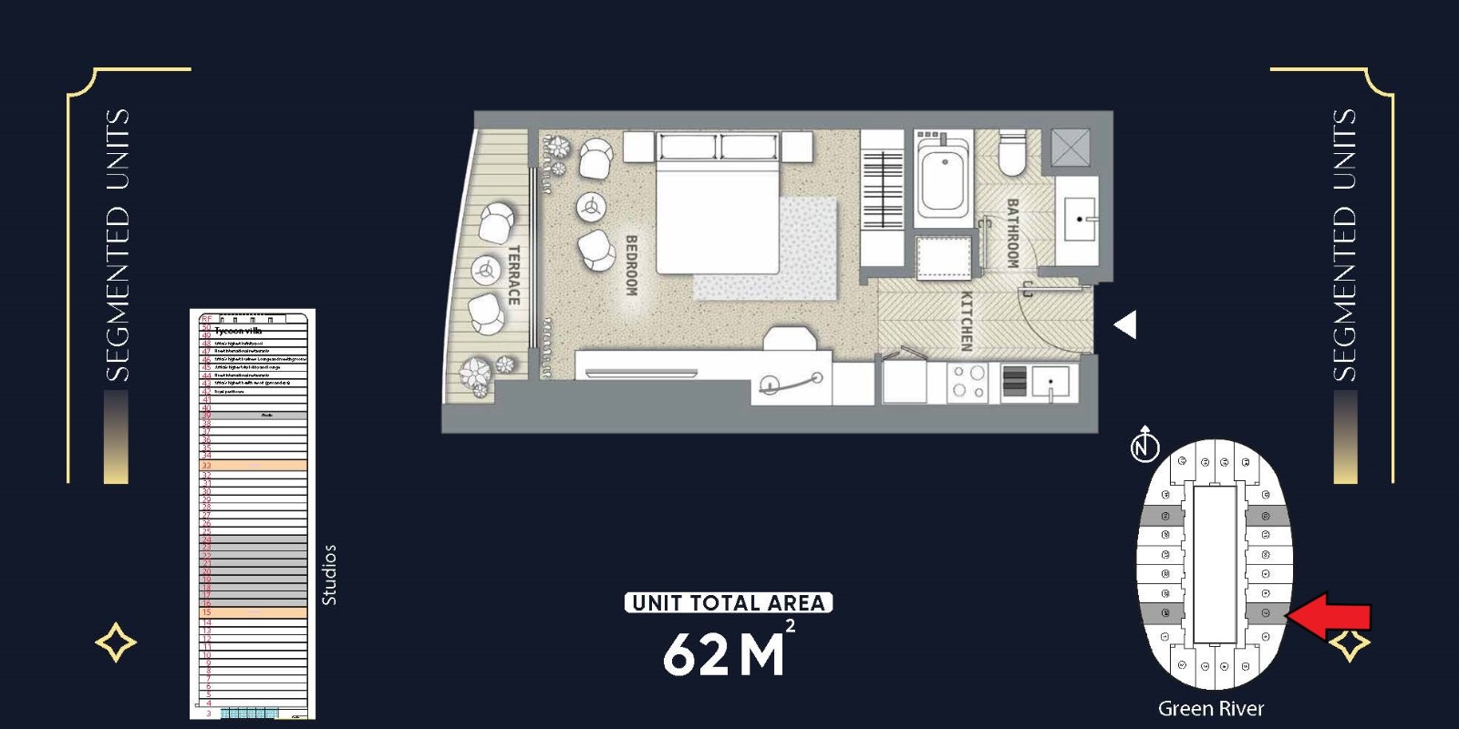 Floor plan for studio at Nile Business City