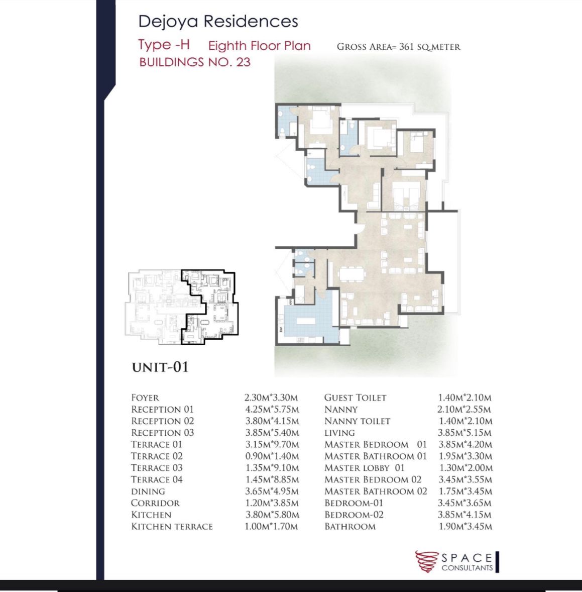 Floor plan for apartment at De Joya 1