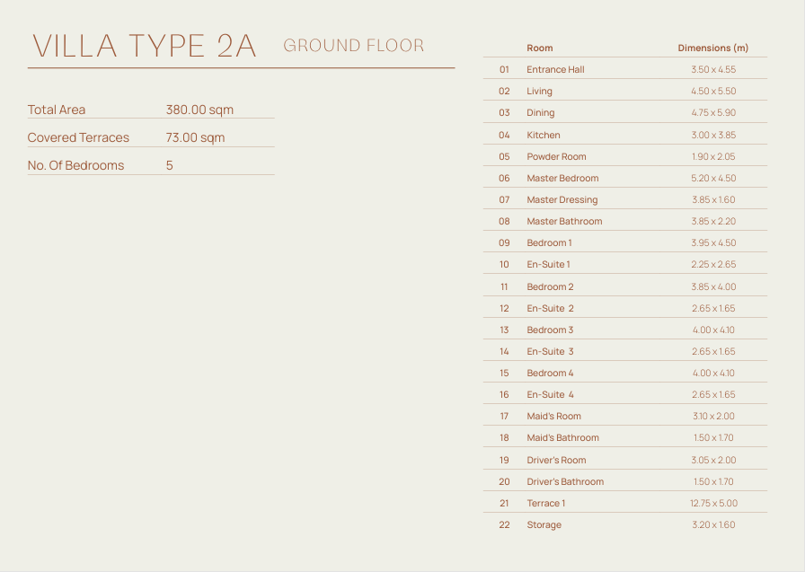Floor plan for villa at Silversands