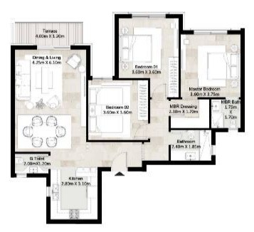 Floor plan for apartment at Hyde Park