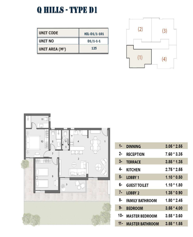 Floor plan for apartment at Q Hills