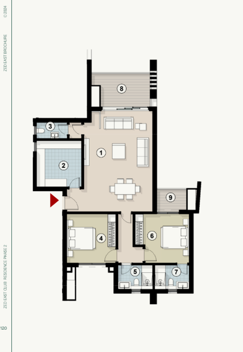 Floor plan for apartment at ZED East