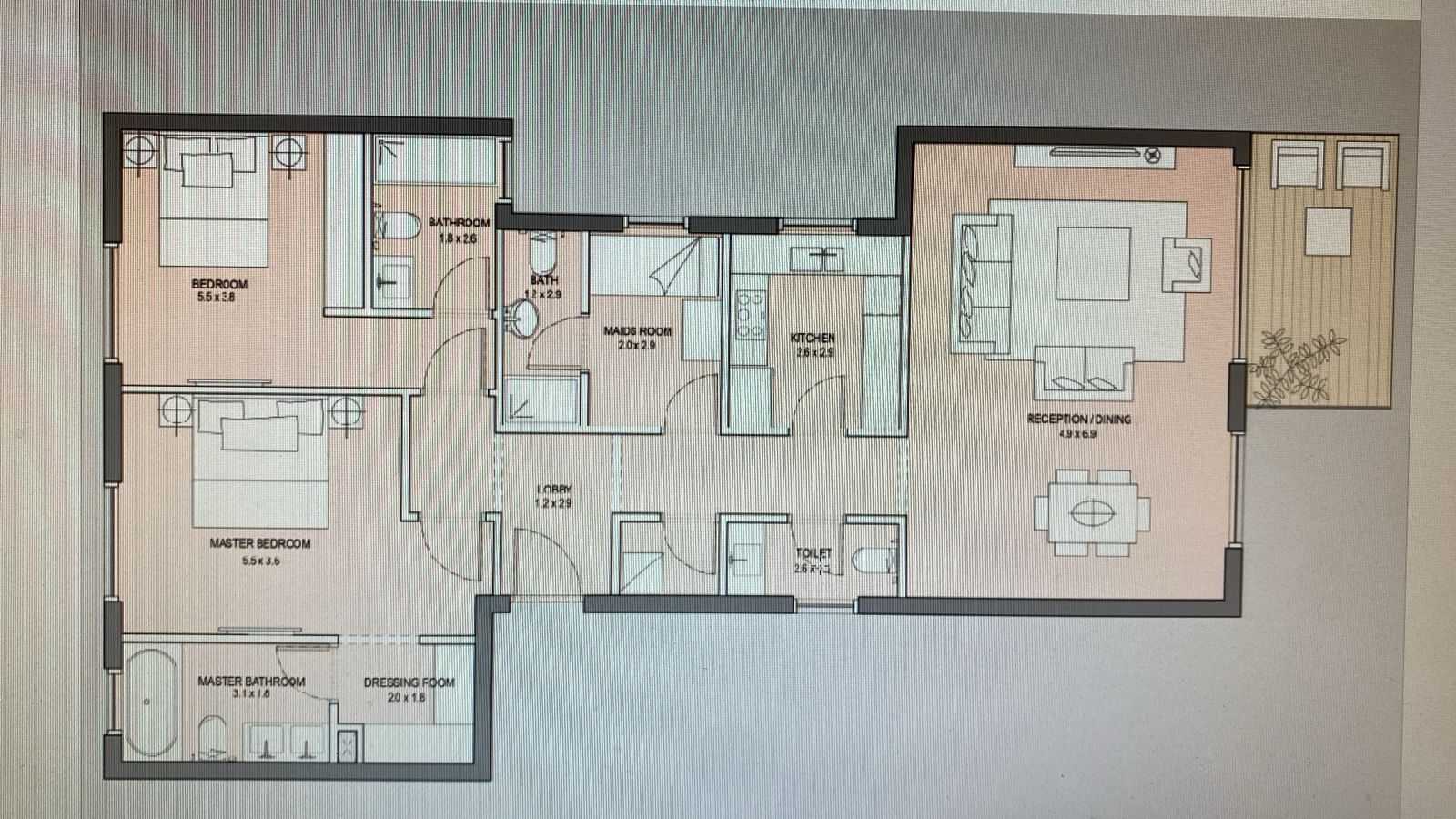 Floor plan for apartment at HAPTown