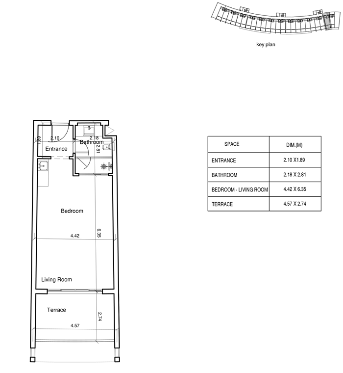 Floor plan for studio at Bayside