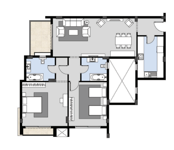 Floor plan for apartment at Galleria Residence