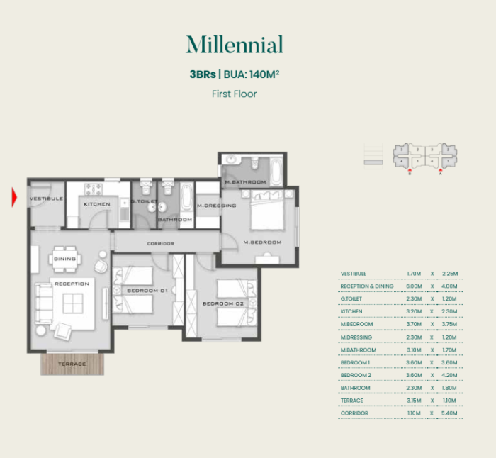Floor plan for apartment at Aliva Mountain View Mostakbal City