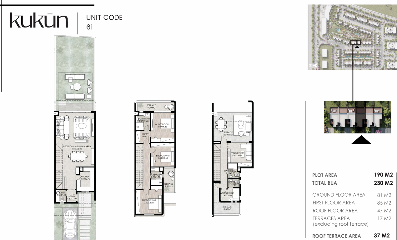 Floor plan for townhouse at Kukun