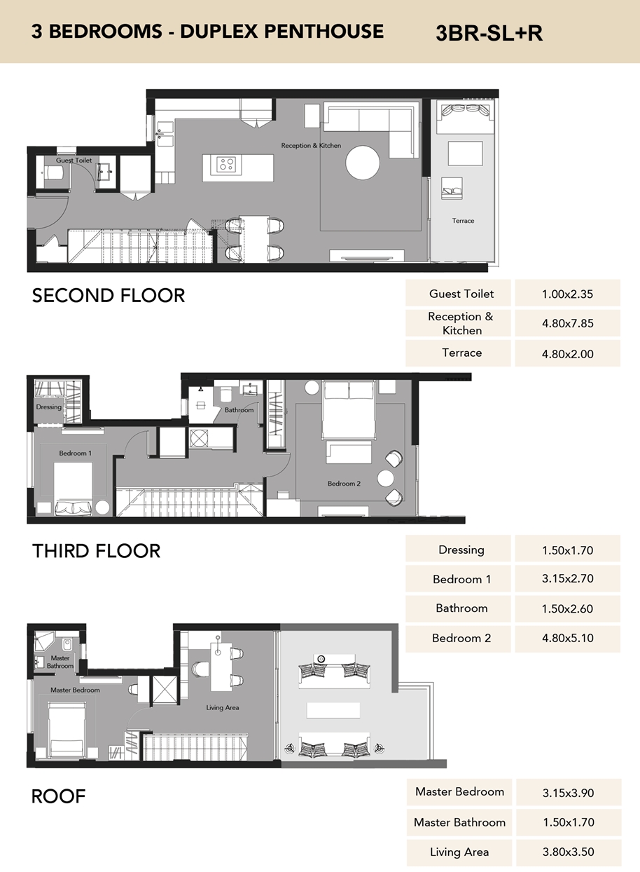 Floor plan for duplex at Pyramids Heights