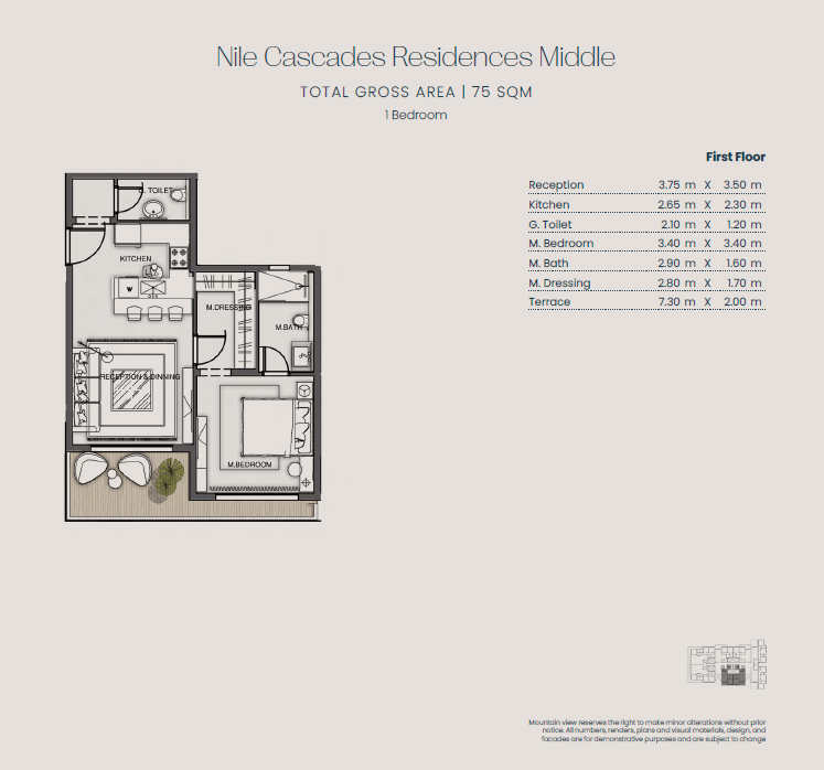 Floor plan for apartment at Jirian - Mountain View