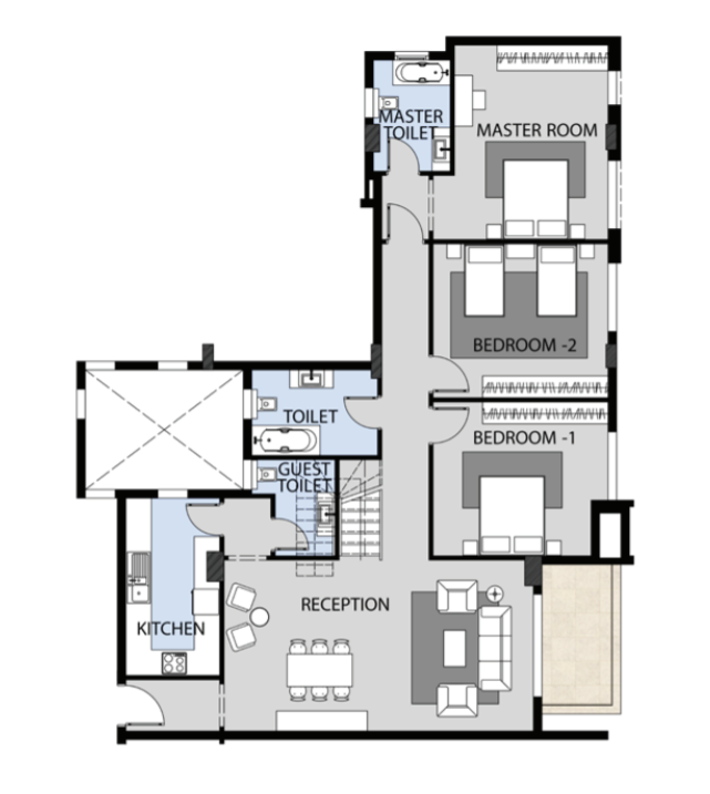 Floor plan for penthouse at Galleria Residence