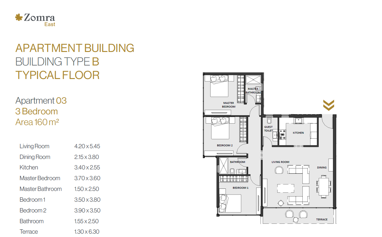 Floor plan for apartment at Zomra East