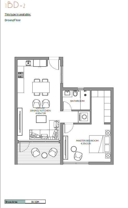 Floor plan for apartment at Beach Residence-June