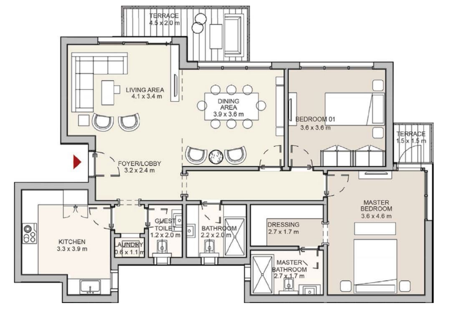 Floor plan for apartment at Garden Residence Hyde Park