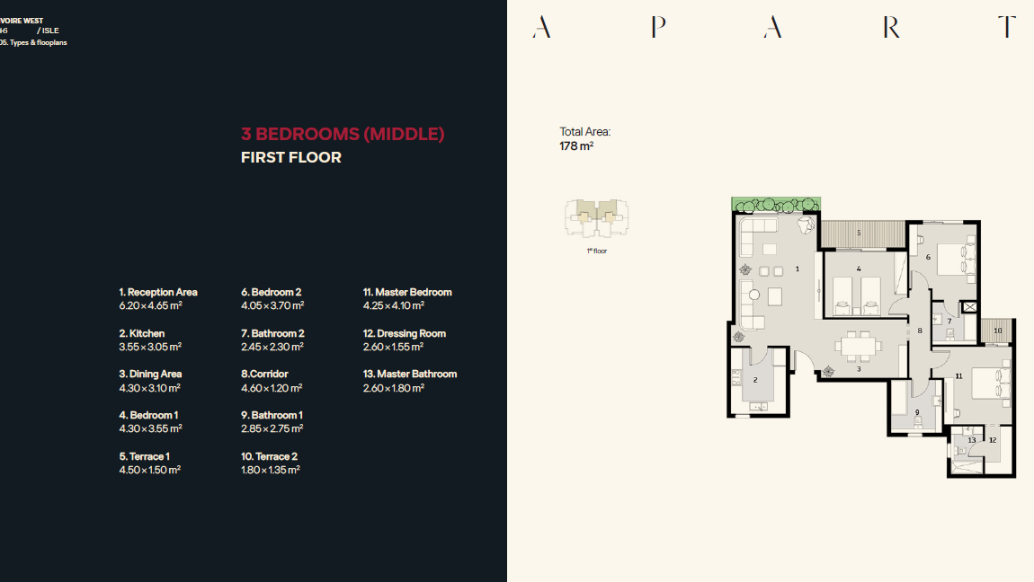 Floor plan for apartment at Ivoire West
