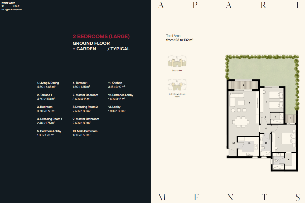 Floor plan for apartment at Ivoire West
