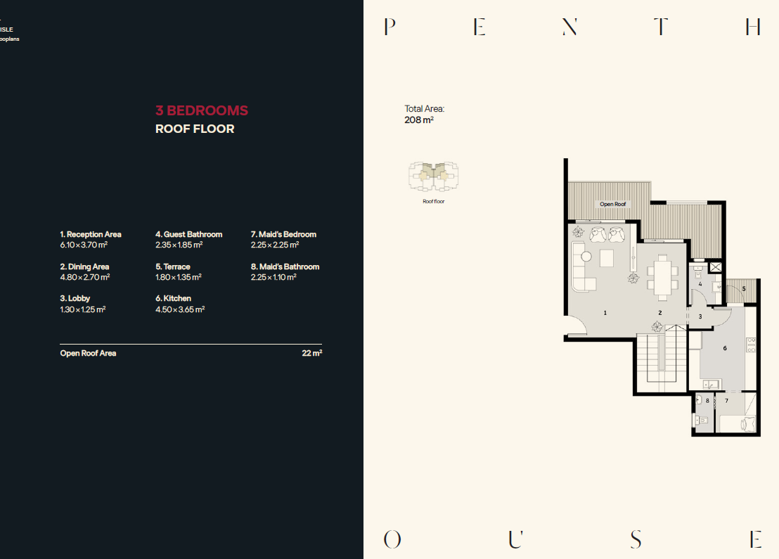 Floor plan for penthouse at Ivoire West