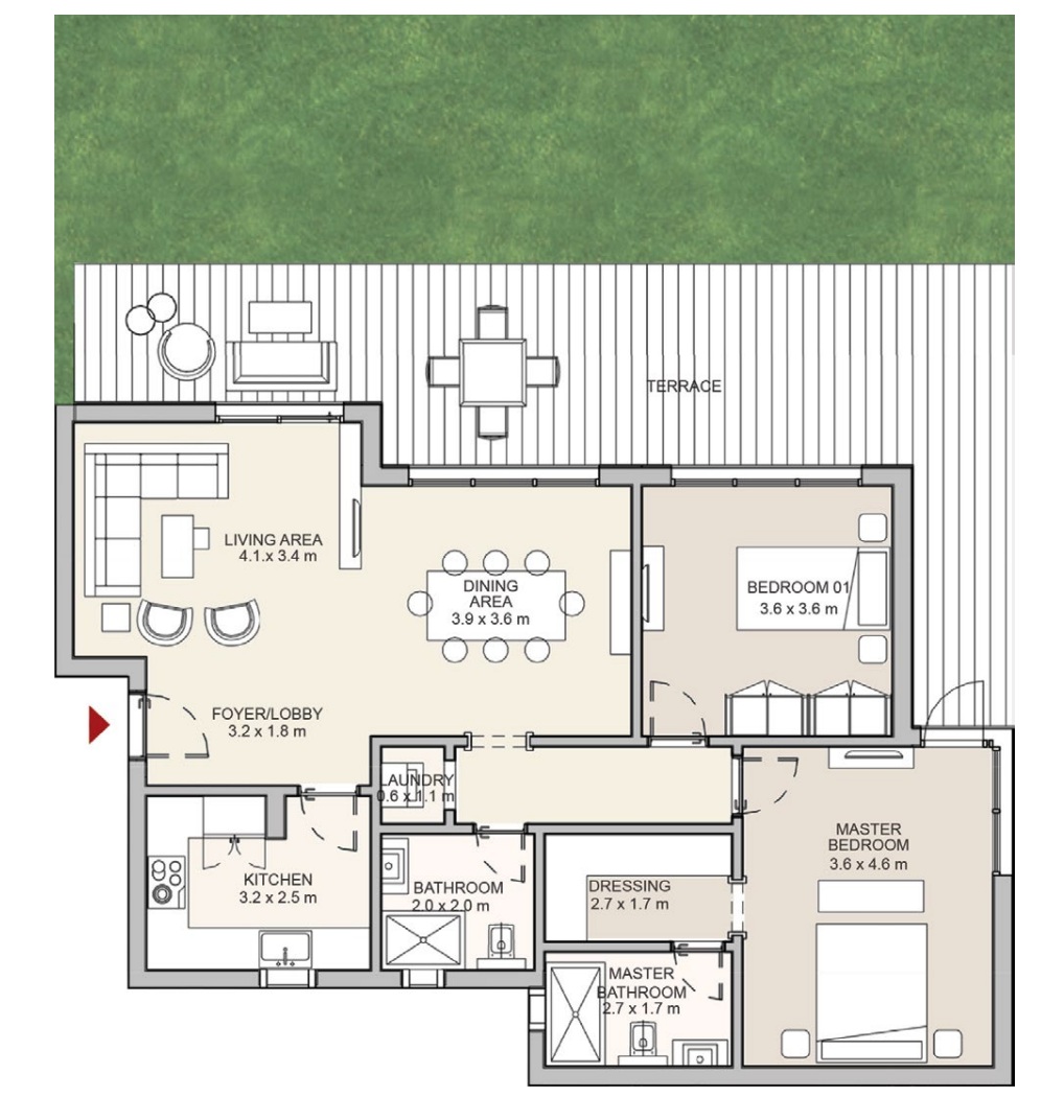 Floor plan for apartment at Garden Residence Hyde Park