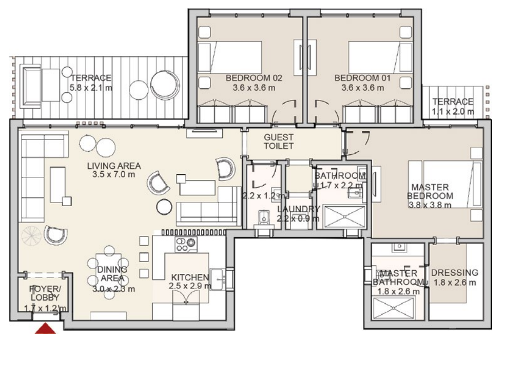 Floor plan for apartment at Garden Residence Hyde Park