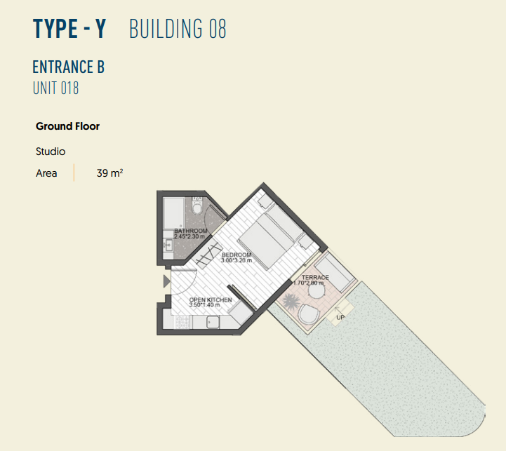 Floor plan for studio at The Island - Marina 5