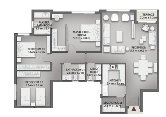 Floor plan for apartment at Creektown