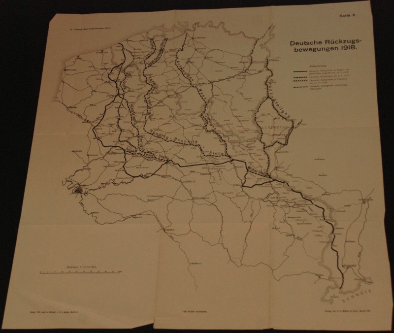 Карта. Німецький відступ 1918 року.