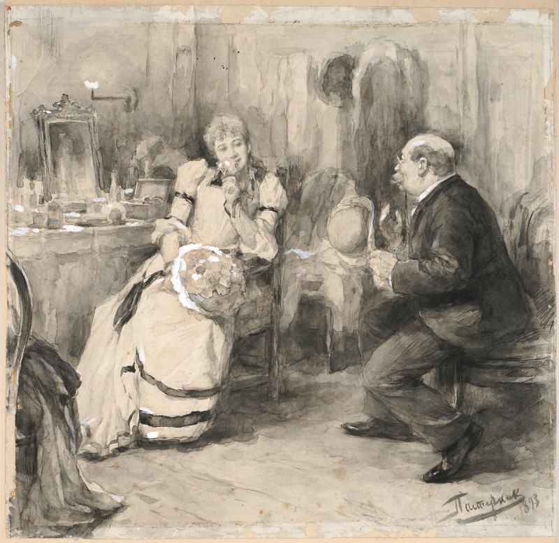 В кабінеті артистки. Артистка та шанувальник.