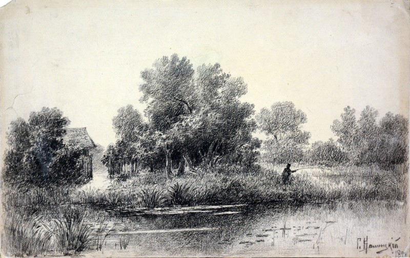 Рибак на березі. Пейзаж