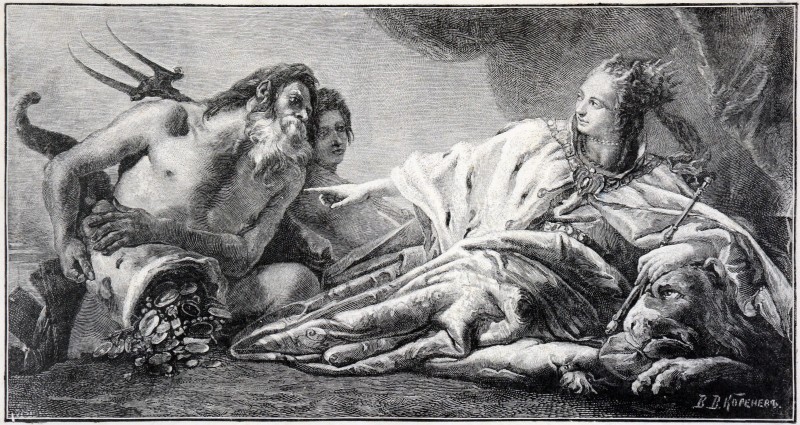 Нептун приносить дари Венері.