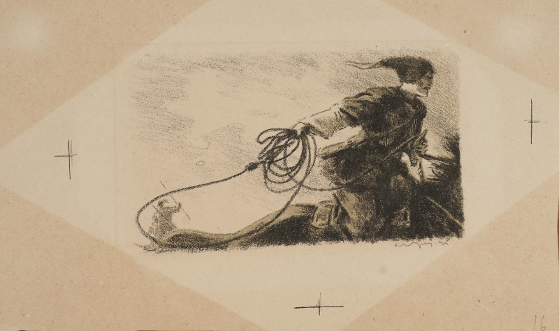 Ілюстрація до повісті М. Гоголя «Тарас Бульба». Остап кидає аркан