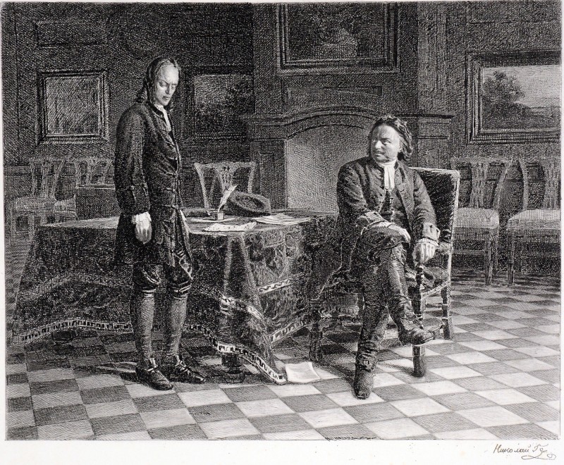 Петро 1 допитує царевича Олексія в Петергофі. 1872.