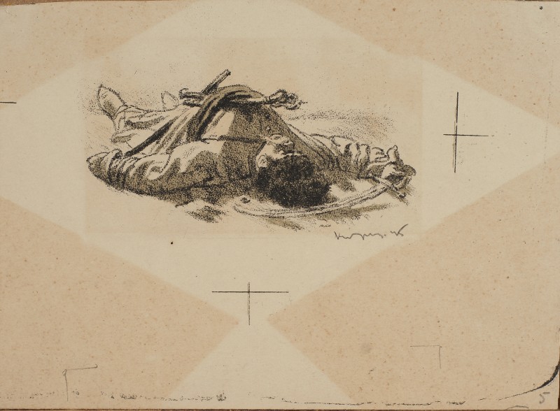 Ілюстрація до повісті М. Гоголя «Тарас Бульба». Тарас, що лежить