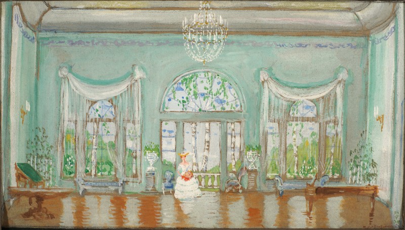 Ескіз декорації до п’єси І. Тургенєва «Де тонко, там і рветься» для Московського художнього театру